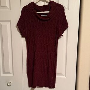 Maurices Maroon Knit Cowl Neck Dress